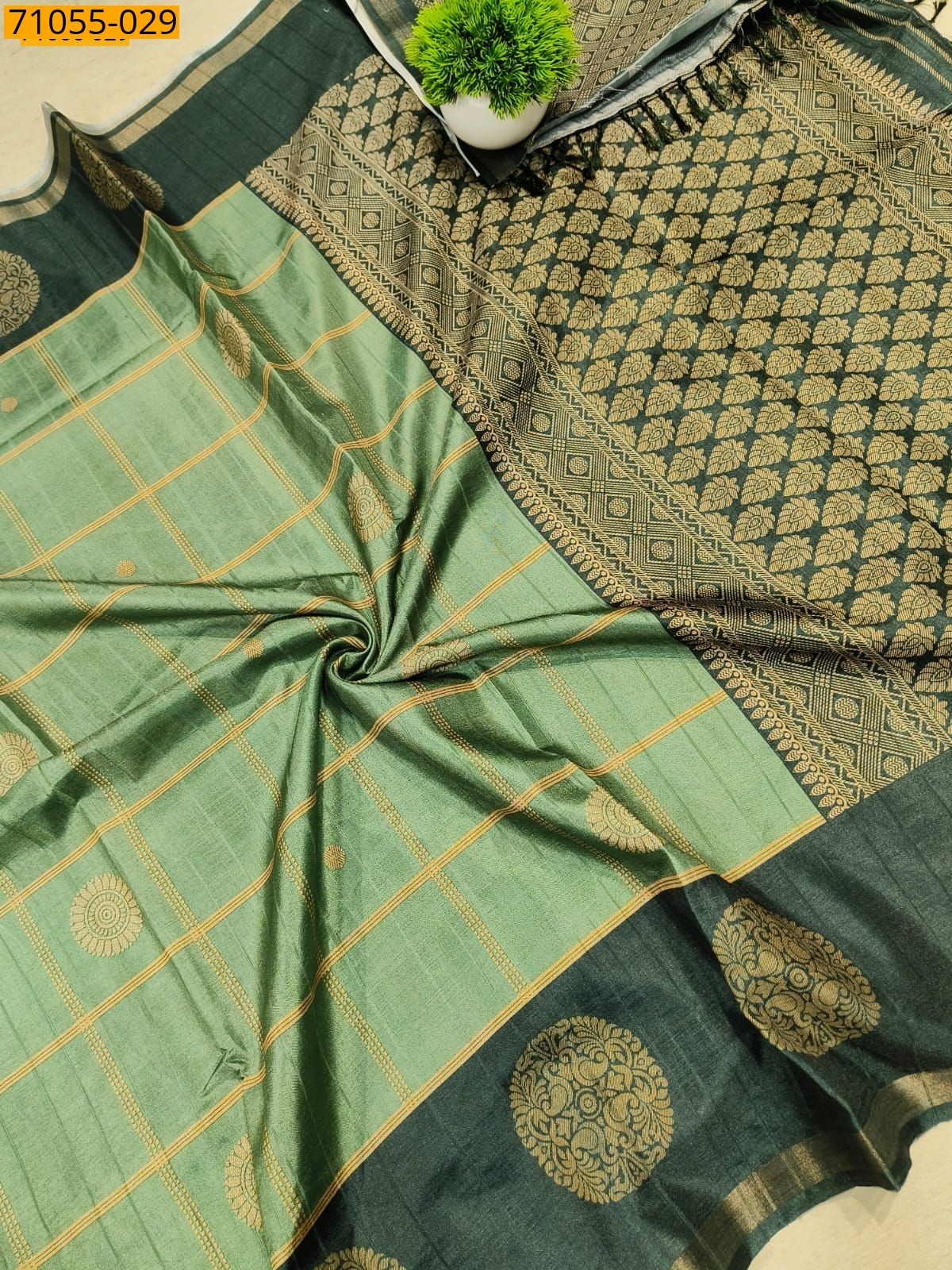 Fancy Printed Silk Saree - Brown