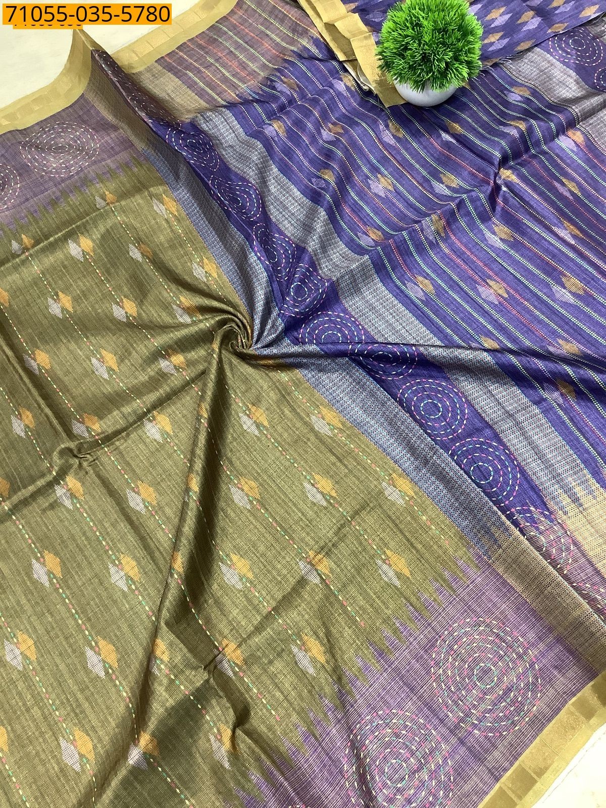 Olive green Fancy Printed Silk Saree