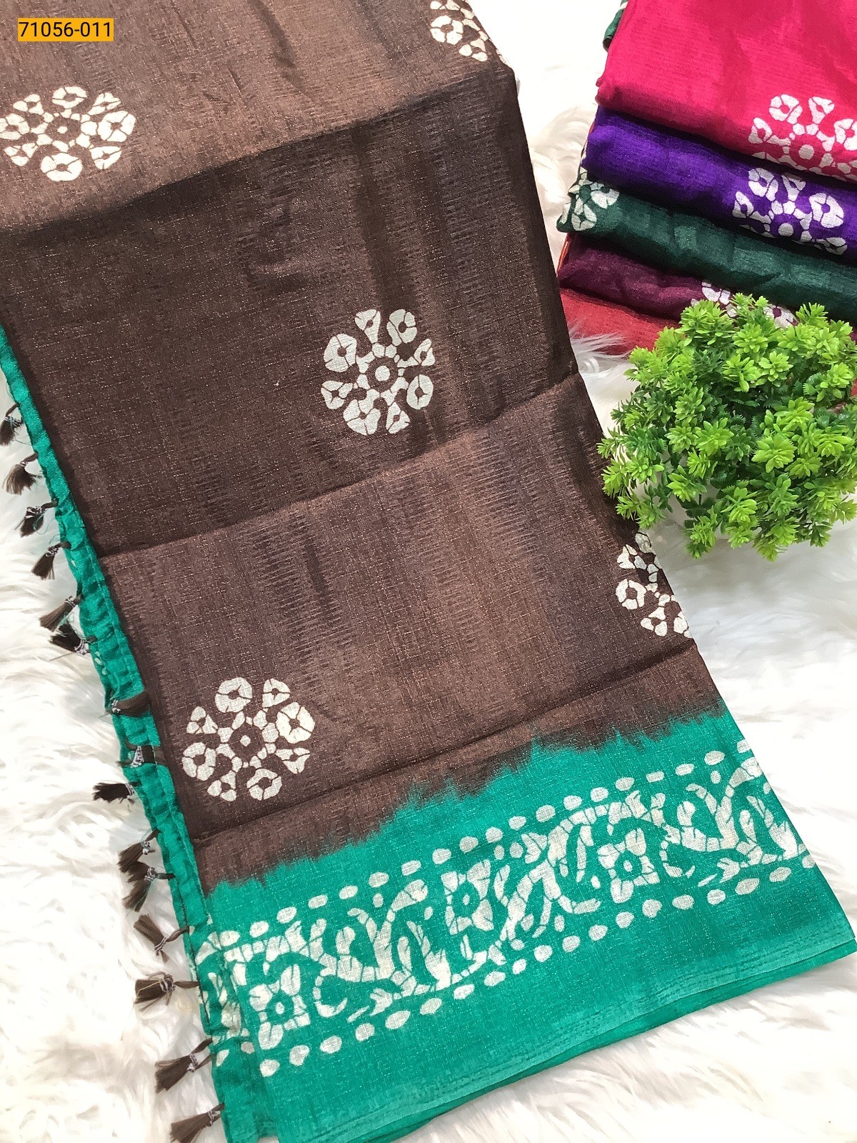 Maroon Printed Fancy Mulmul Linen Silk Saree