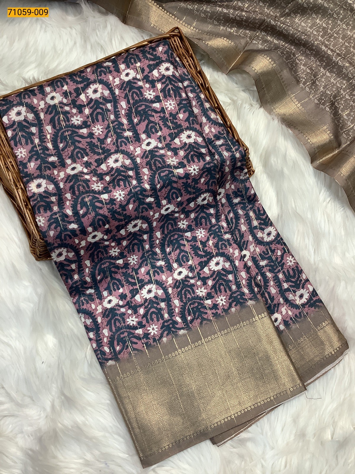 Pink with Blue Rim Zim Chanderi Fancy Silk Sarees