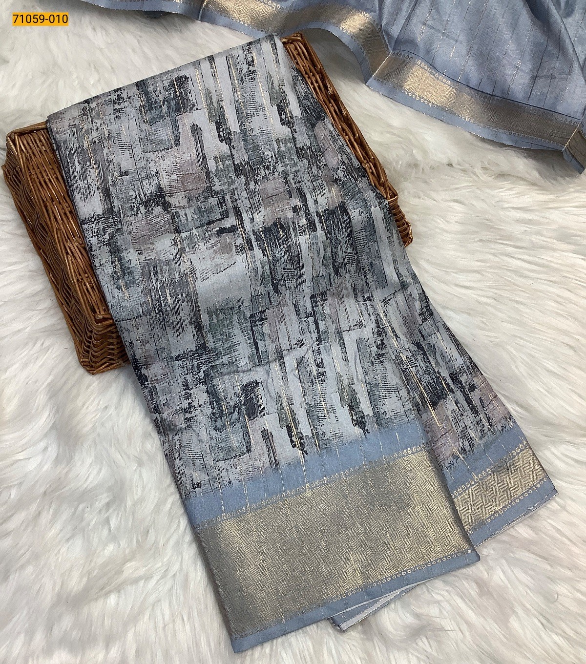 Gray Rim Zim Chanderi Fancy Silk Sarees