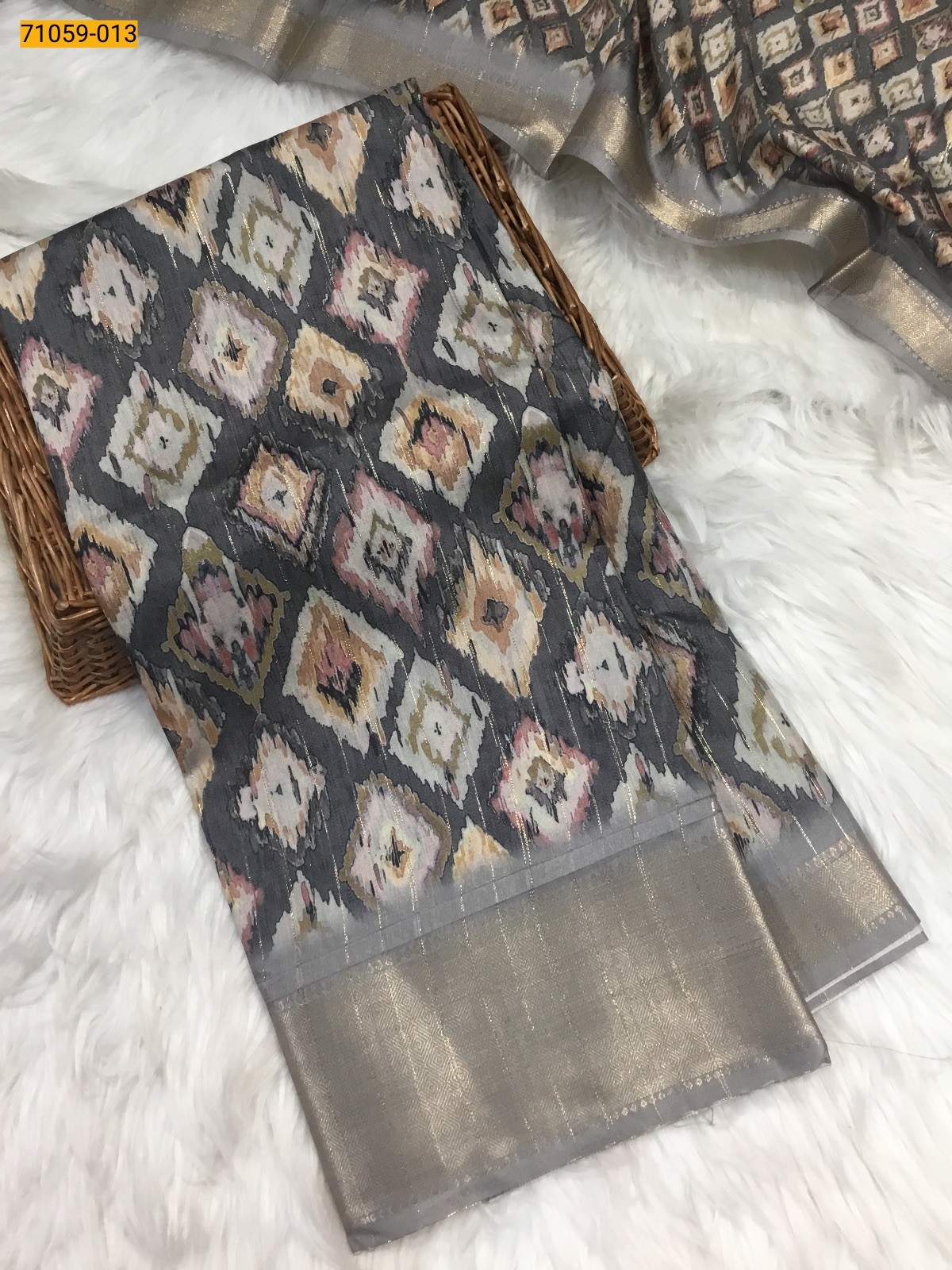 Multi Rim Zim Chanderi Fancy Silk Sarees