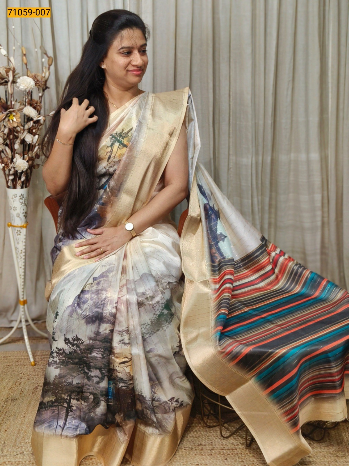 Sandal Rim Zim Chanderi Fancy Silk Sarees