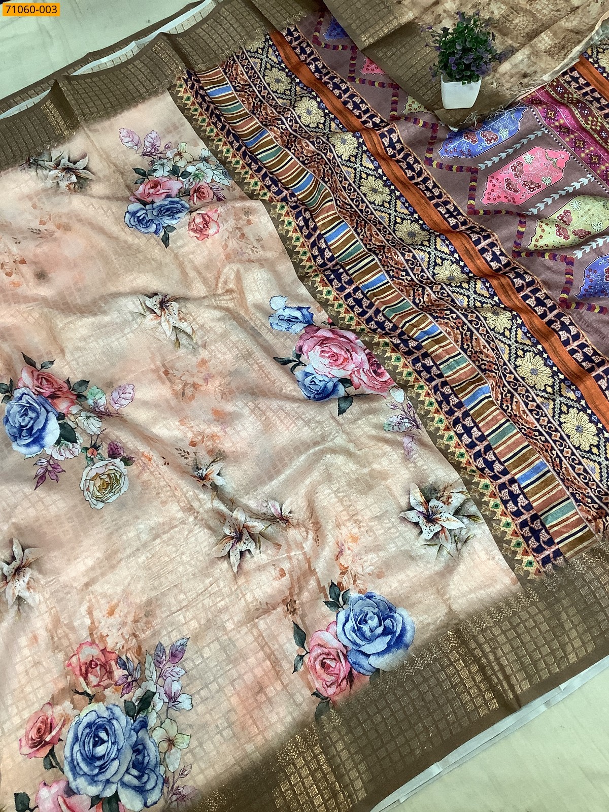 Orange Chanderi fancy silk sarees