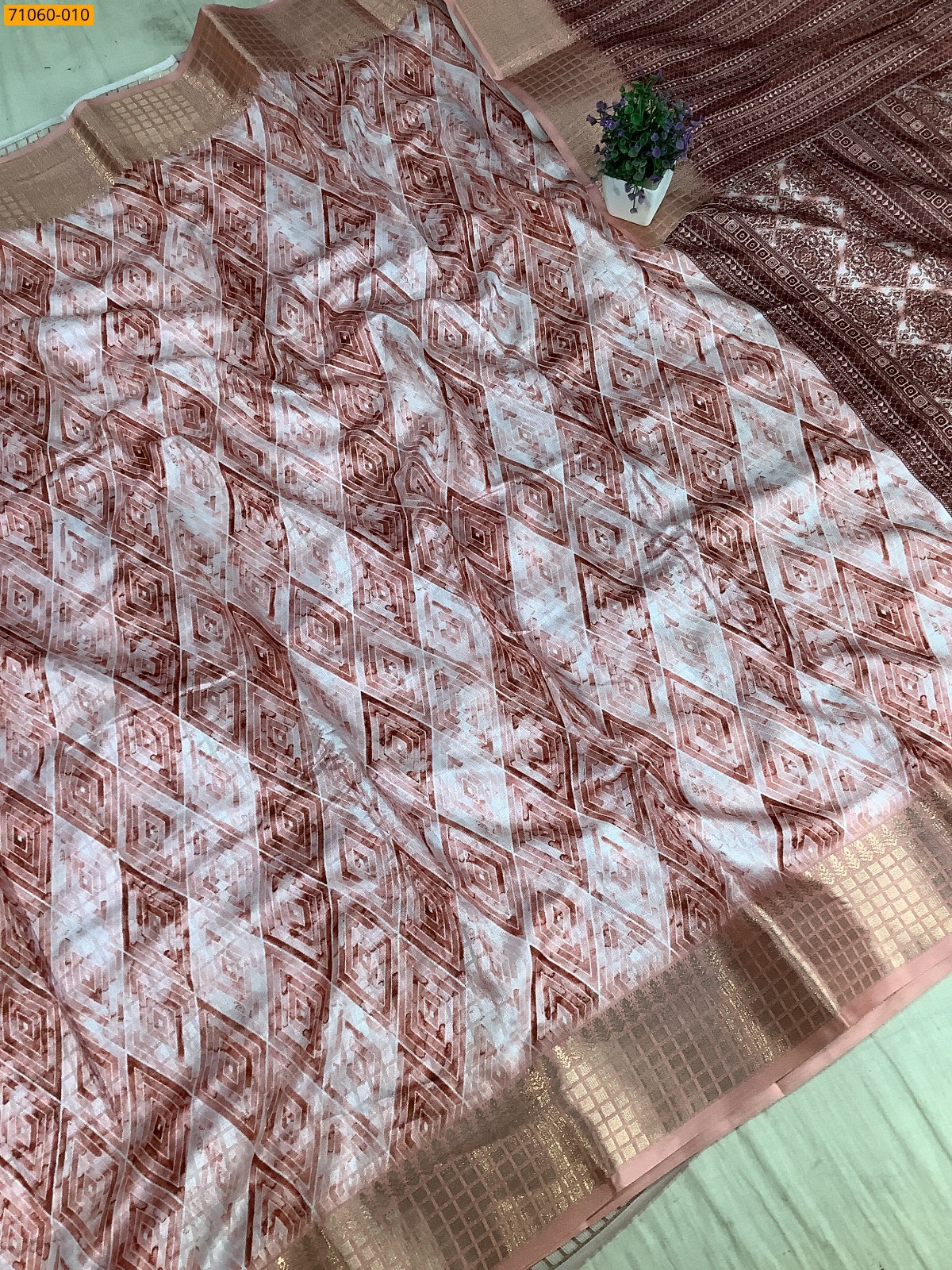 Peach Chanderi fancy silk sarees