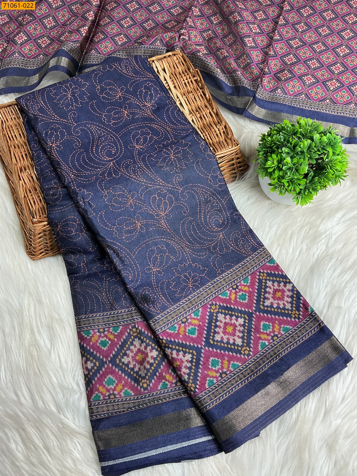 Navy Blue Chanderi art silk sarees