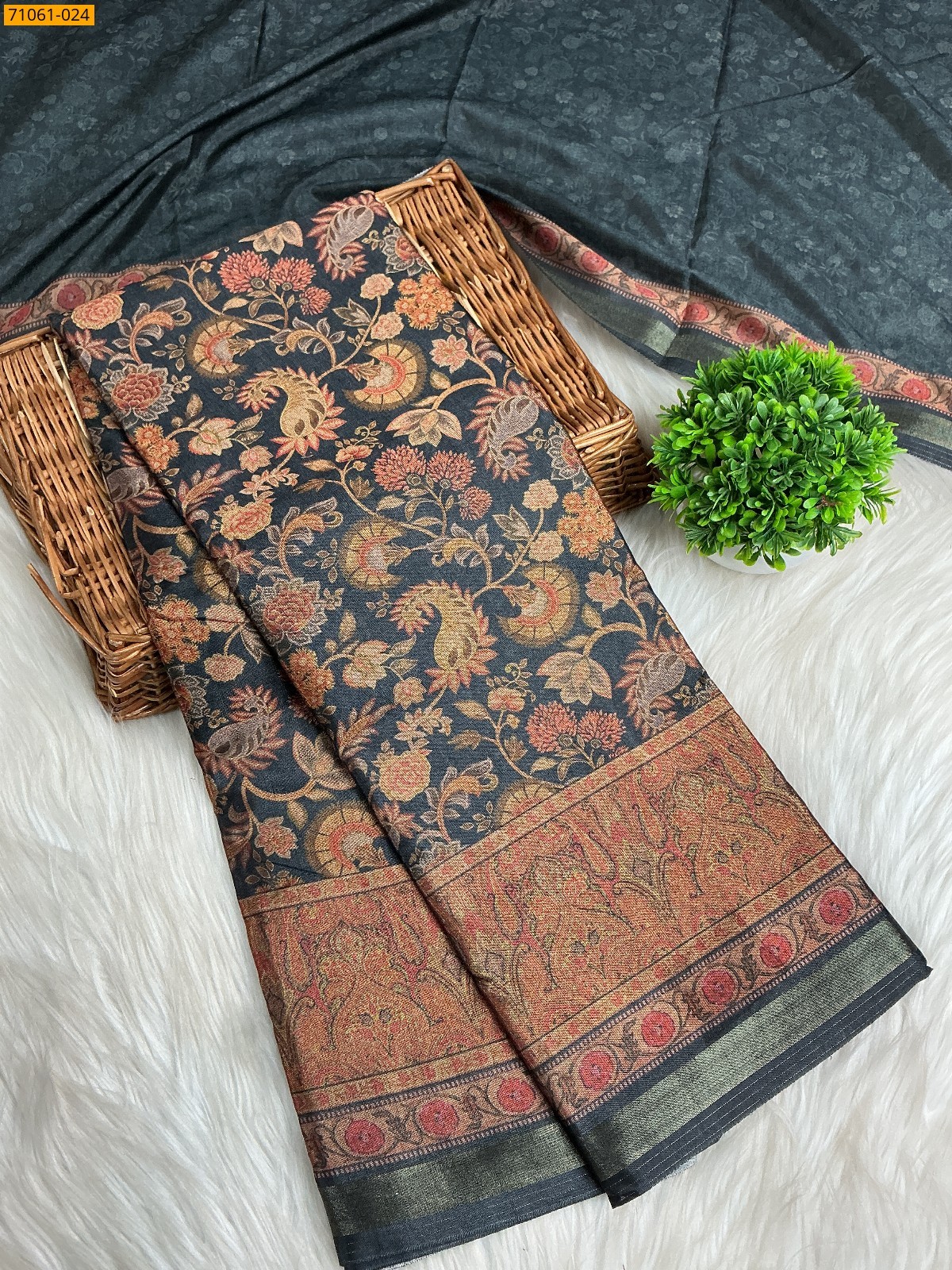 Black Chanderi art silk sarees