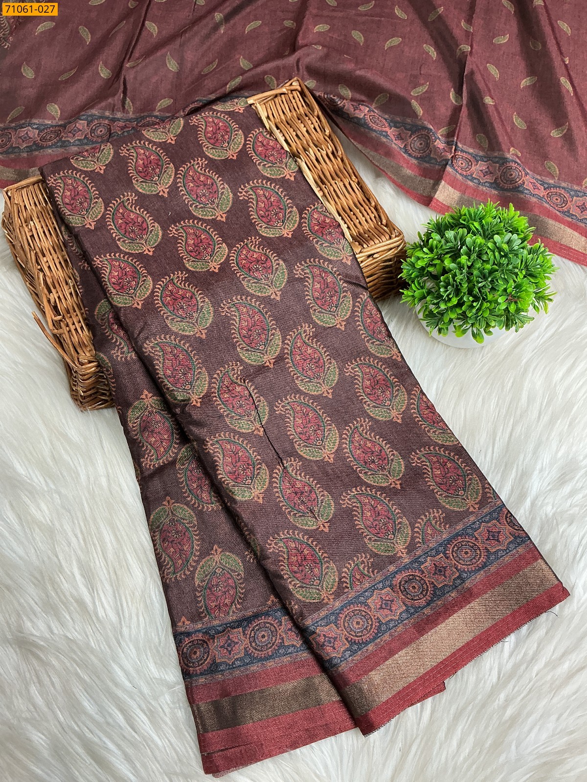 Brown Chanderi art silk sarees