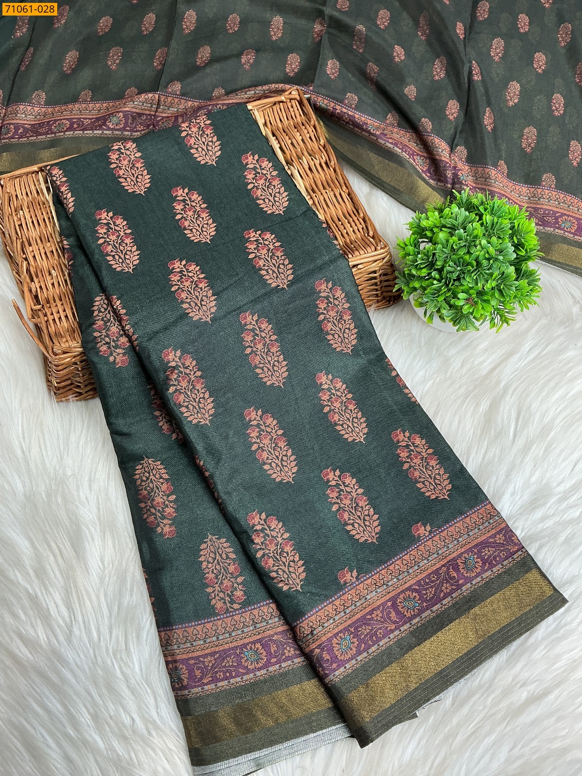 Dark Green Chanderi art silk sarees