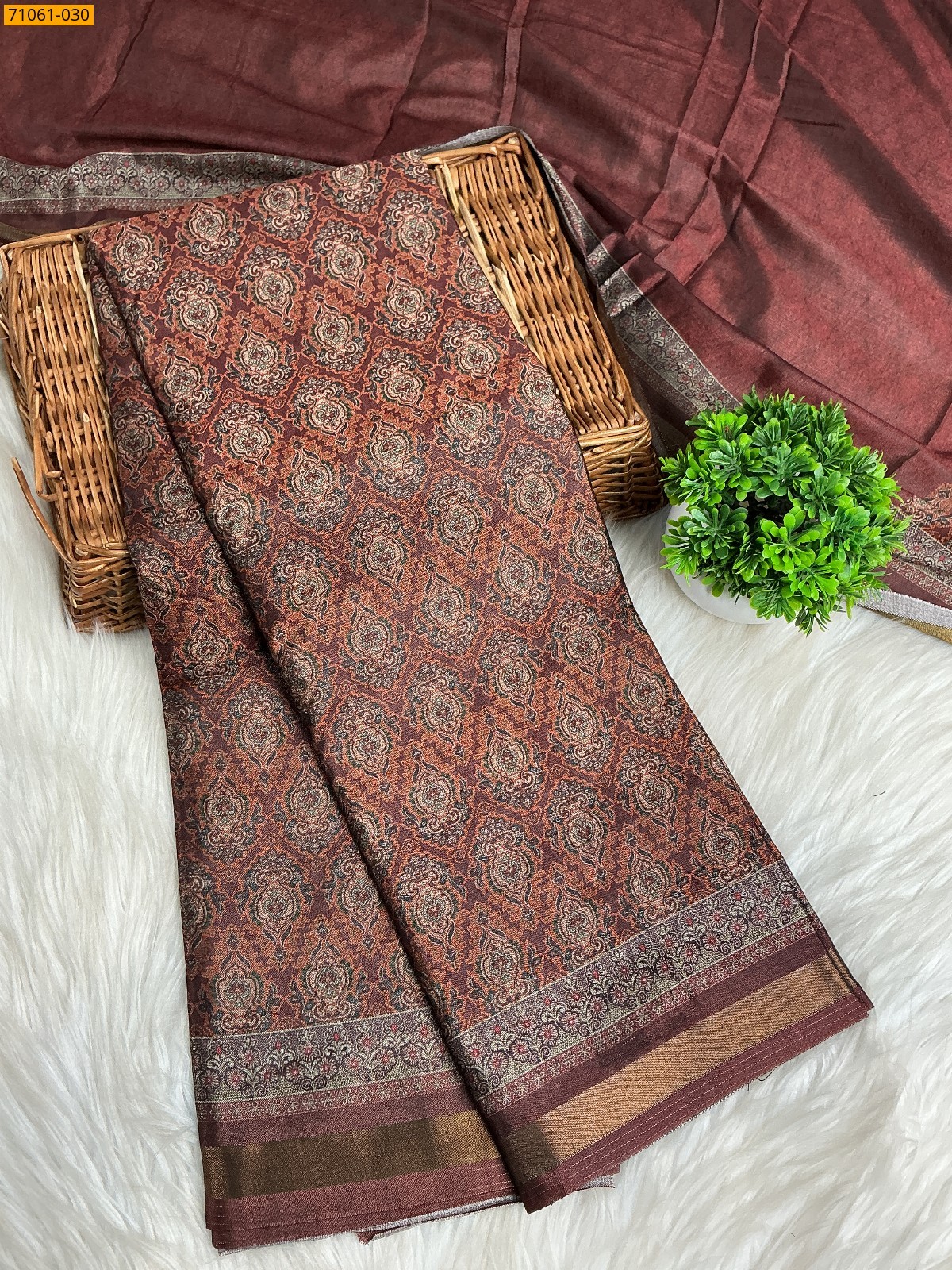 Brown Chanderi art silk sarees