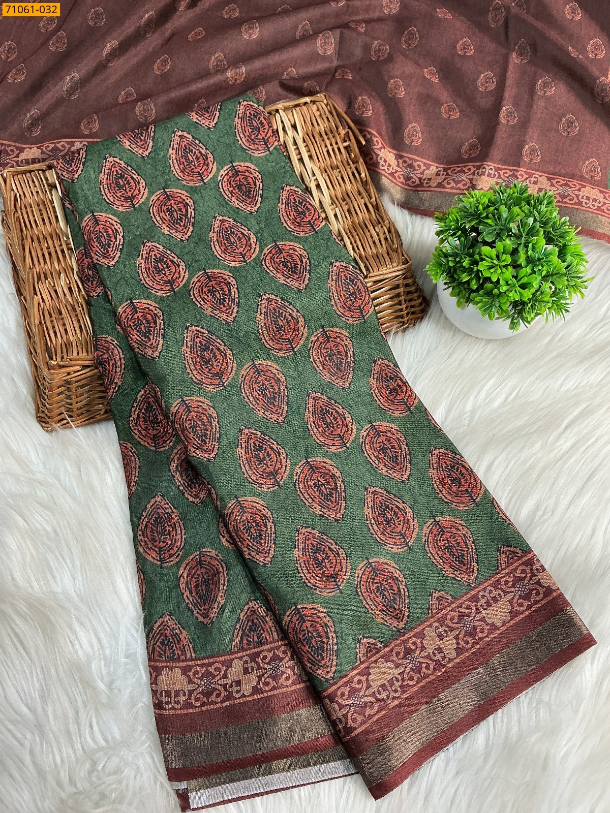 Green Chanderi art silk sarees