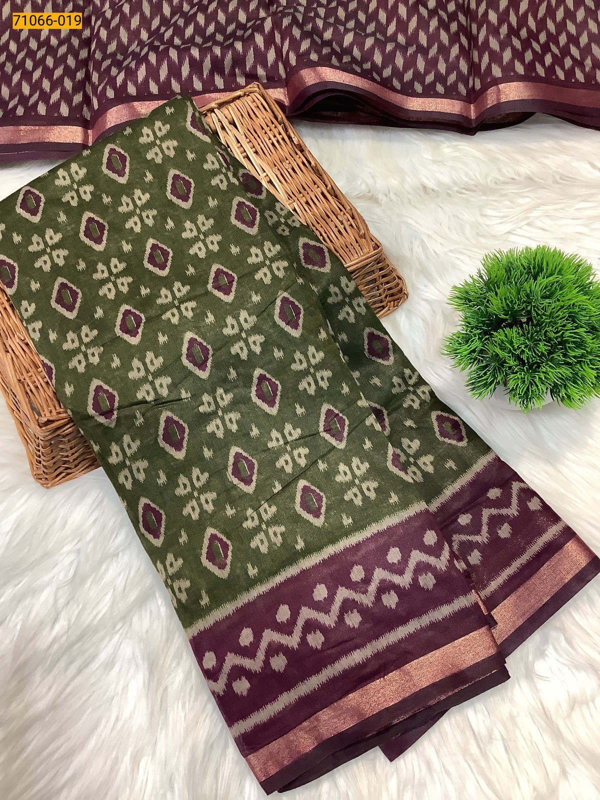 Green Chanderi fancy silk sarees
