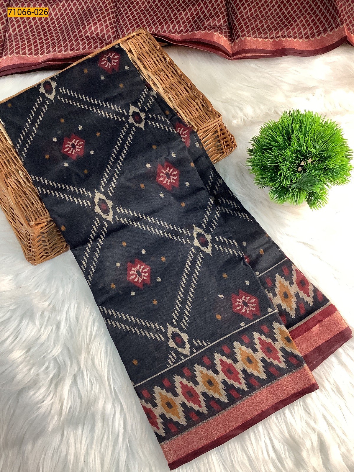 Black Chanderi fancy silk sarees