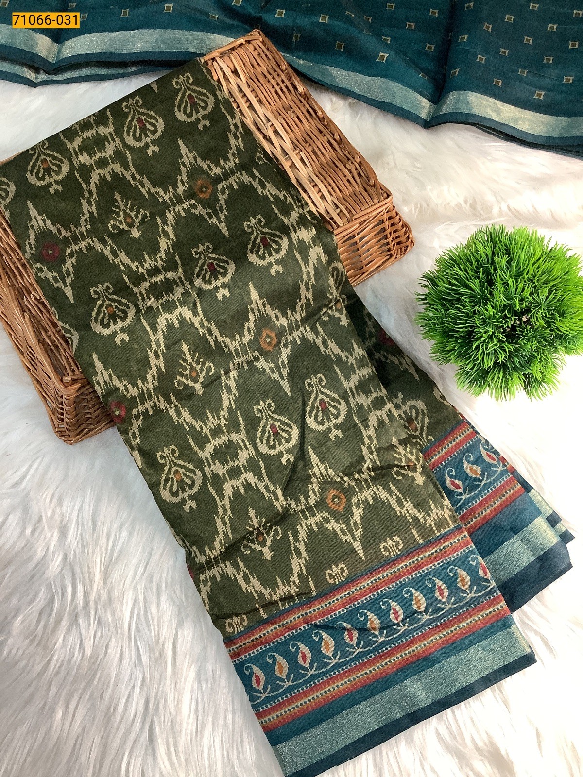 Olive Green Chanderi fancy silk sarees