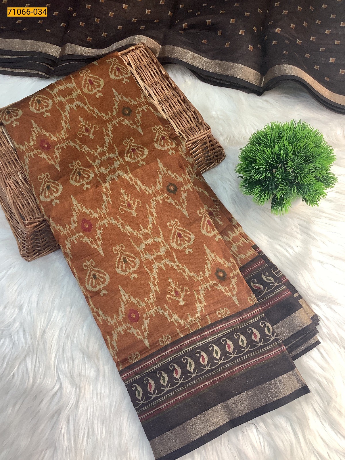 Orange Chanderi fancy silk sarees