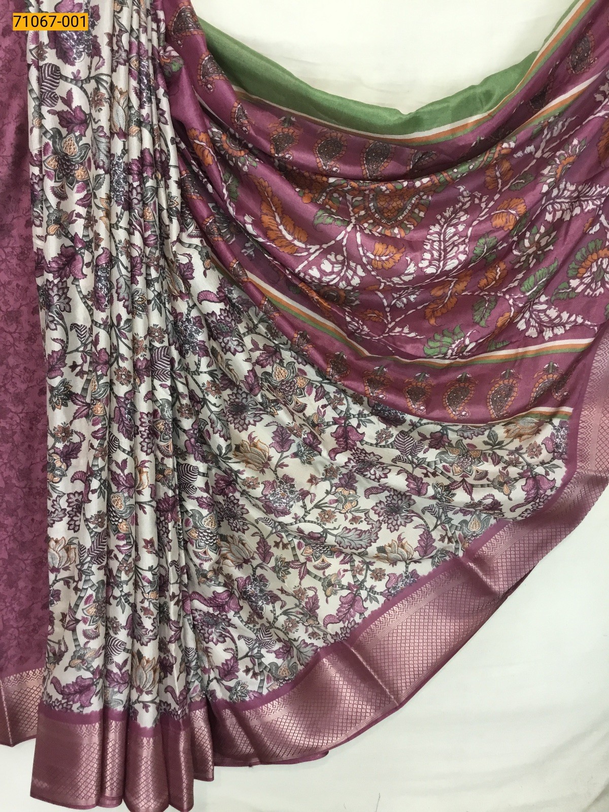Fancy choco silk printed sarees