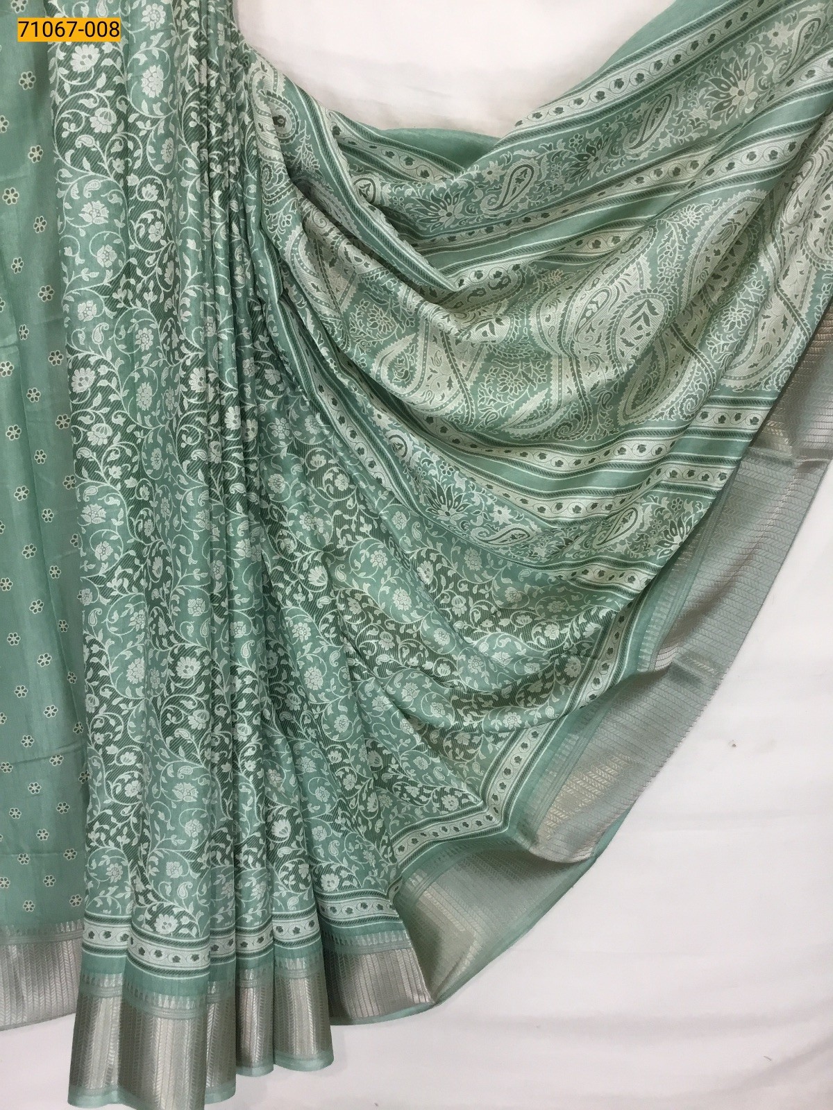 Green Fancy choco silk printed sarees
