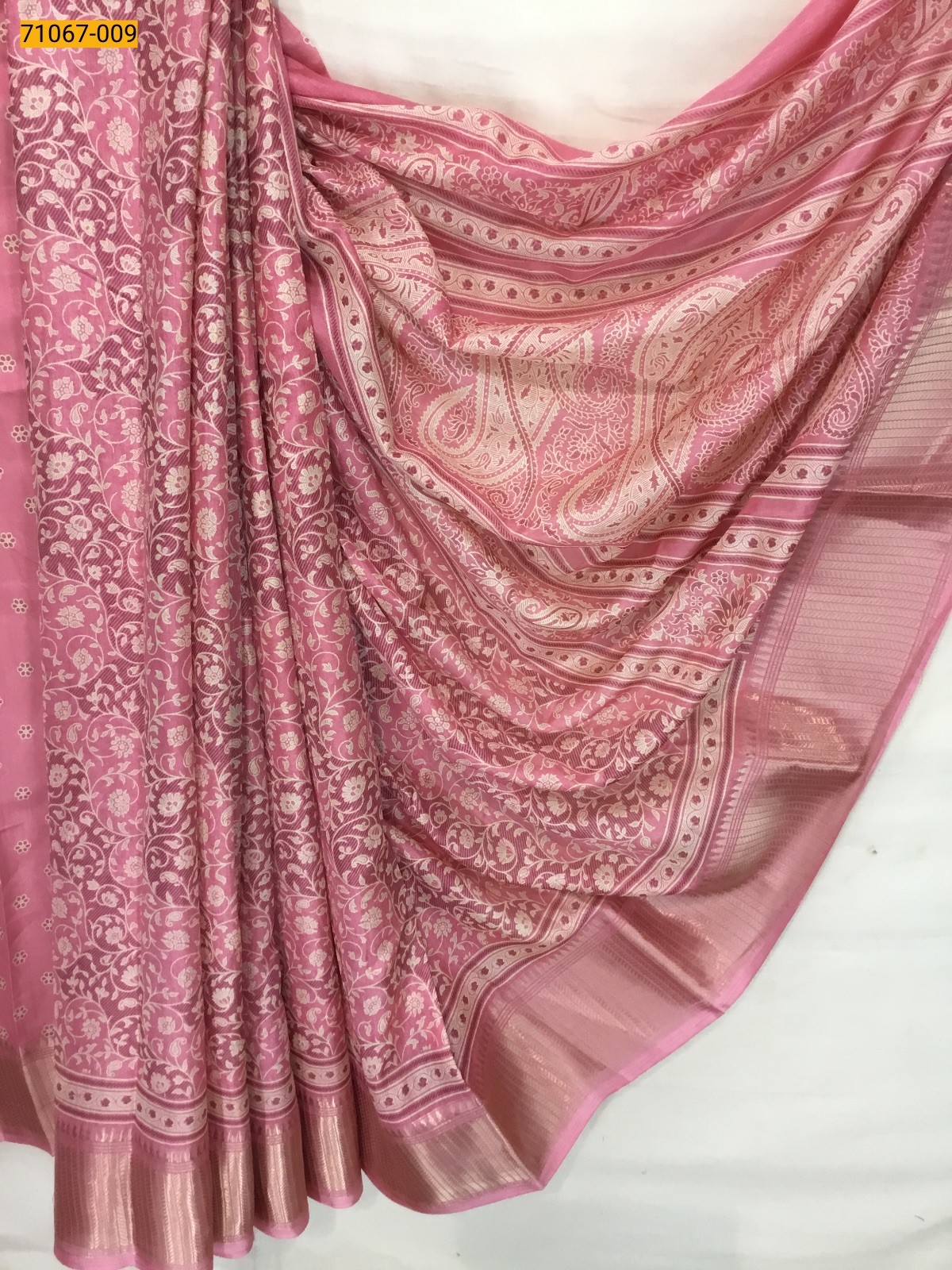 Peach Fancy choco silk printed sarees