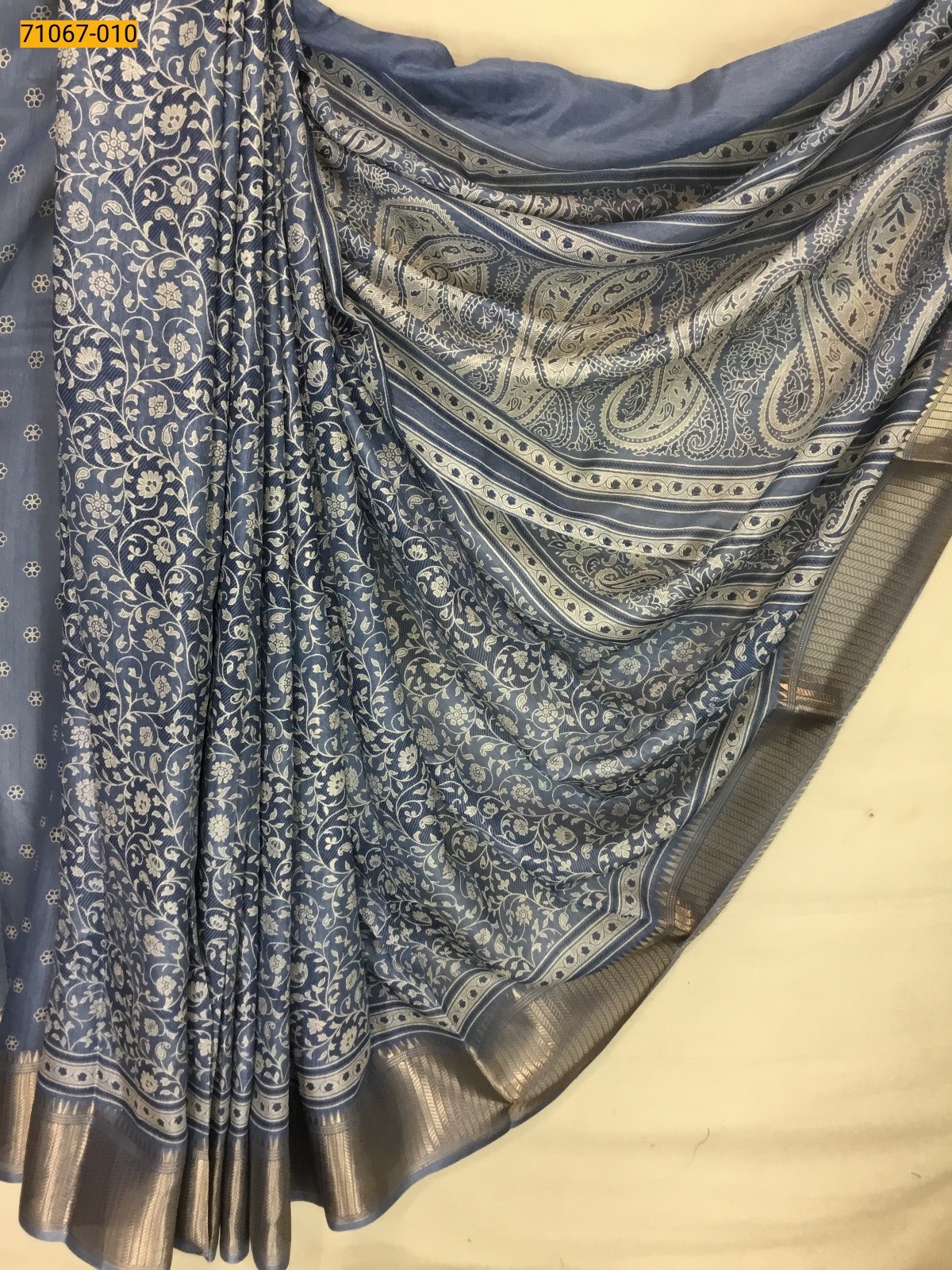 Blue Fancy choco silk printed sarees