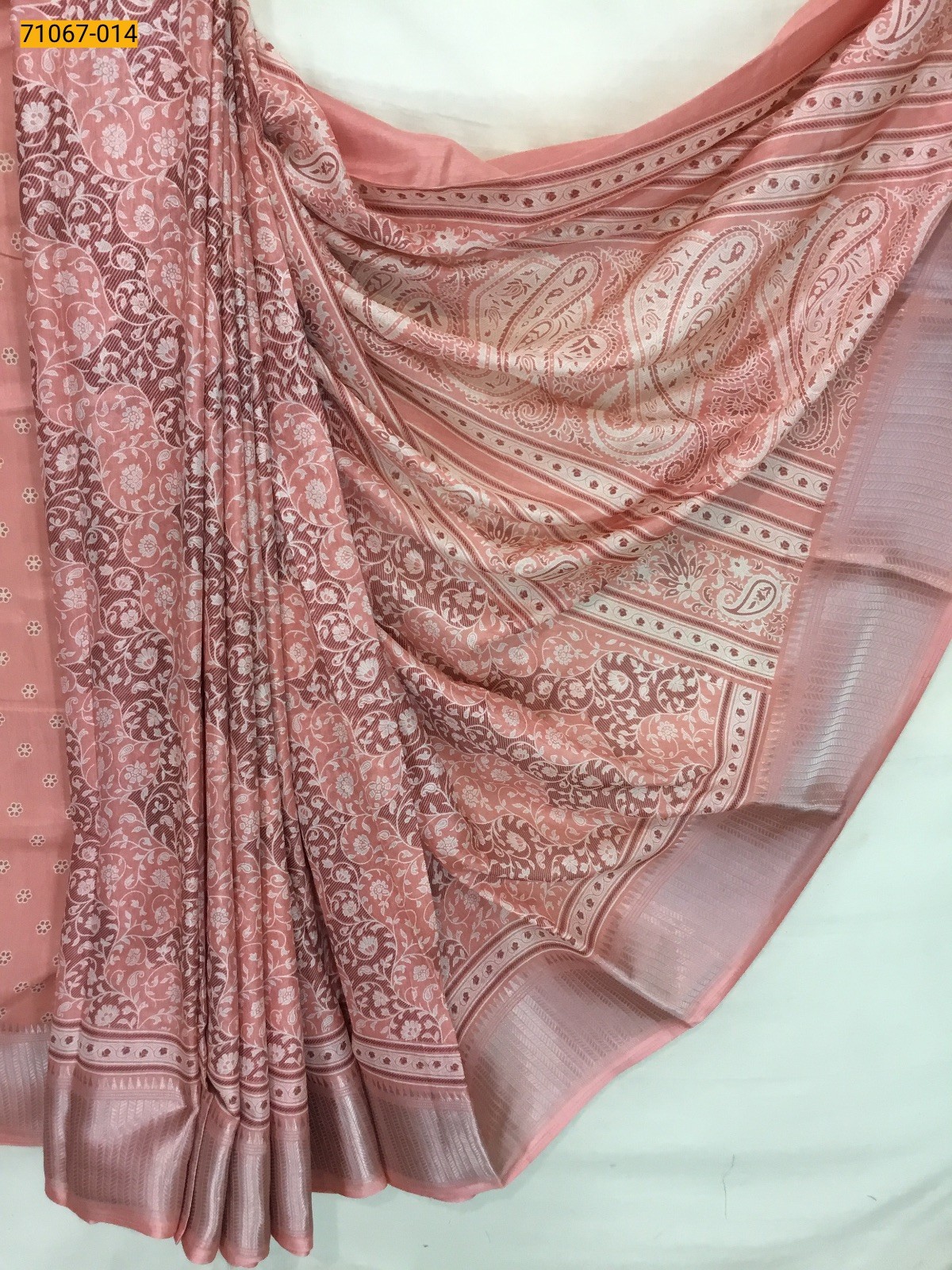 Orange Fancy choco silk printed sarees