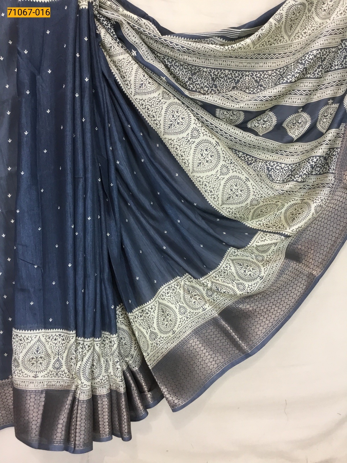 Blue Fancy choco silk printed sarees
