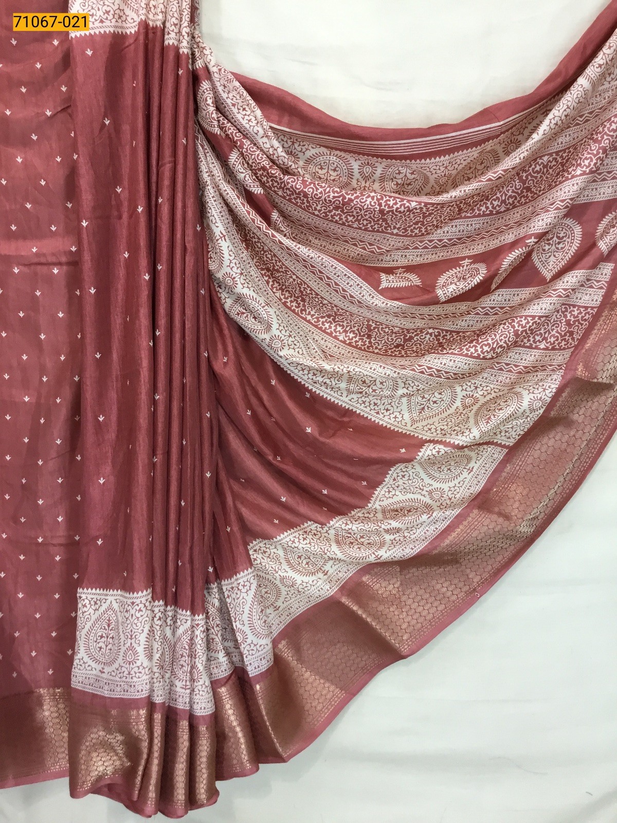 Onion Pink Fancy choco silk printed sarees