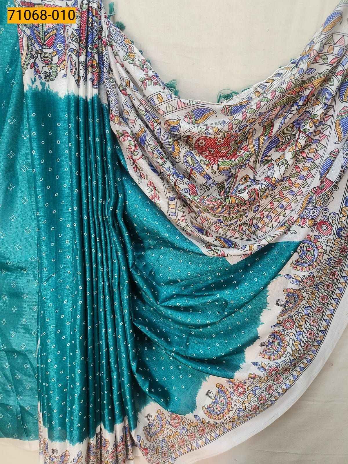 Green Fancy bhagalpur silk printed sarees