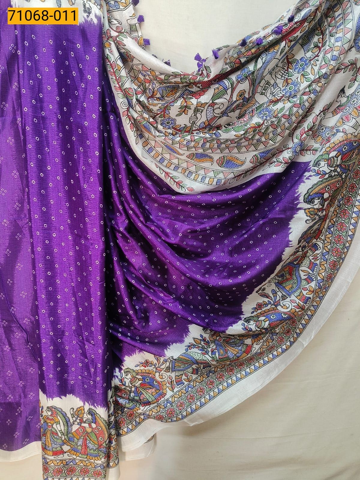 Purple Fancy bhagalpur silk printed sarees