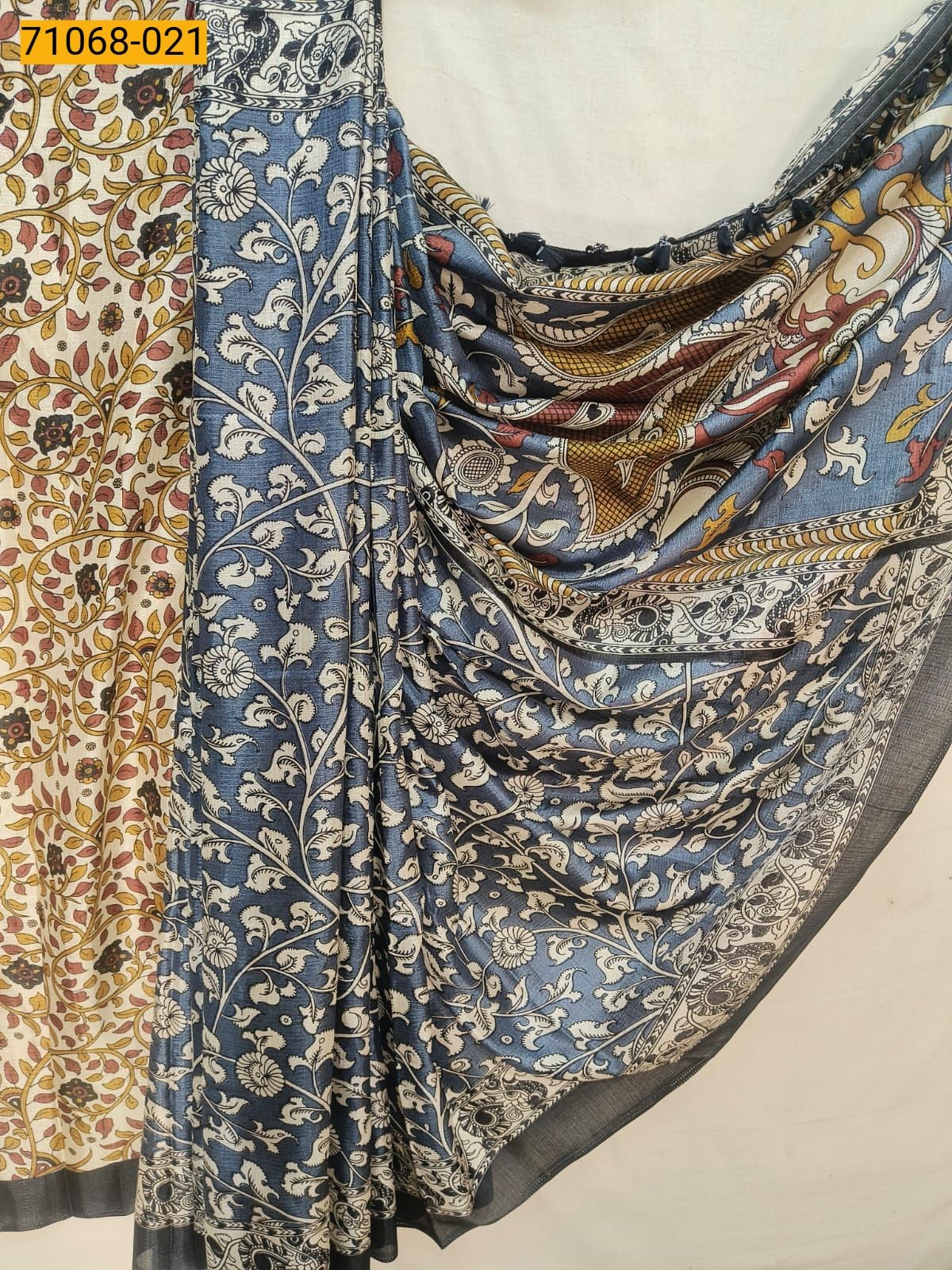 Blue Fancy bhagalpur silk printed sarees