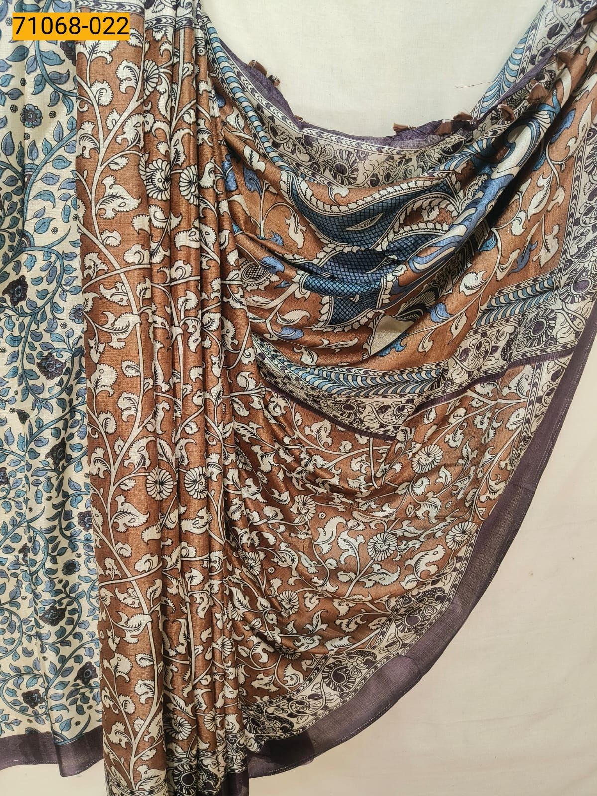 Brown Fancy bhagalpur silk printed sarees