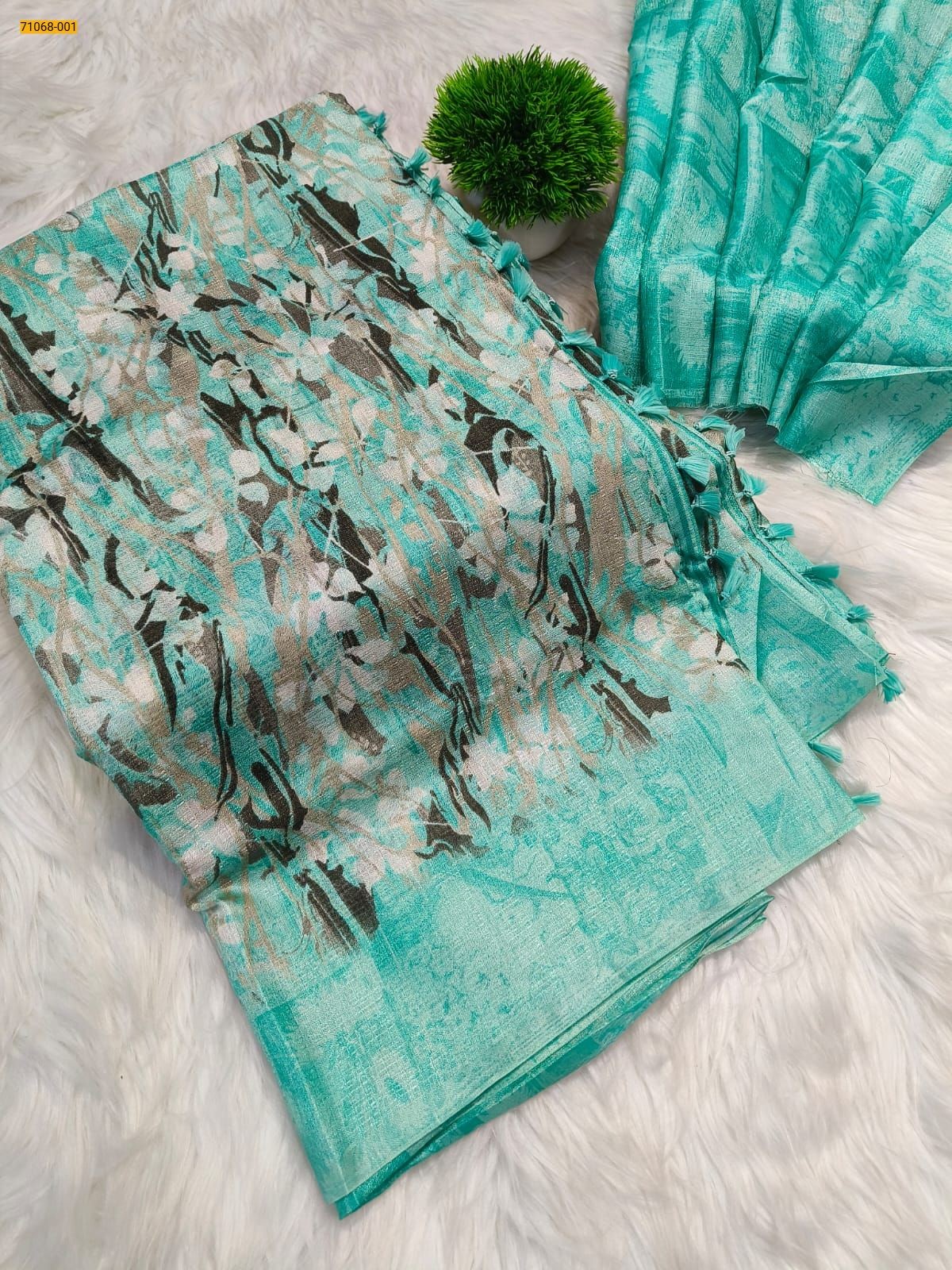 Green Fancy bhagalpur silk printed sarees