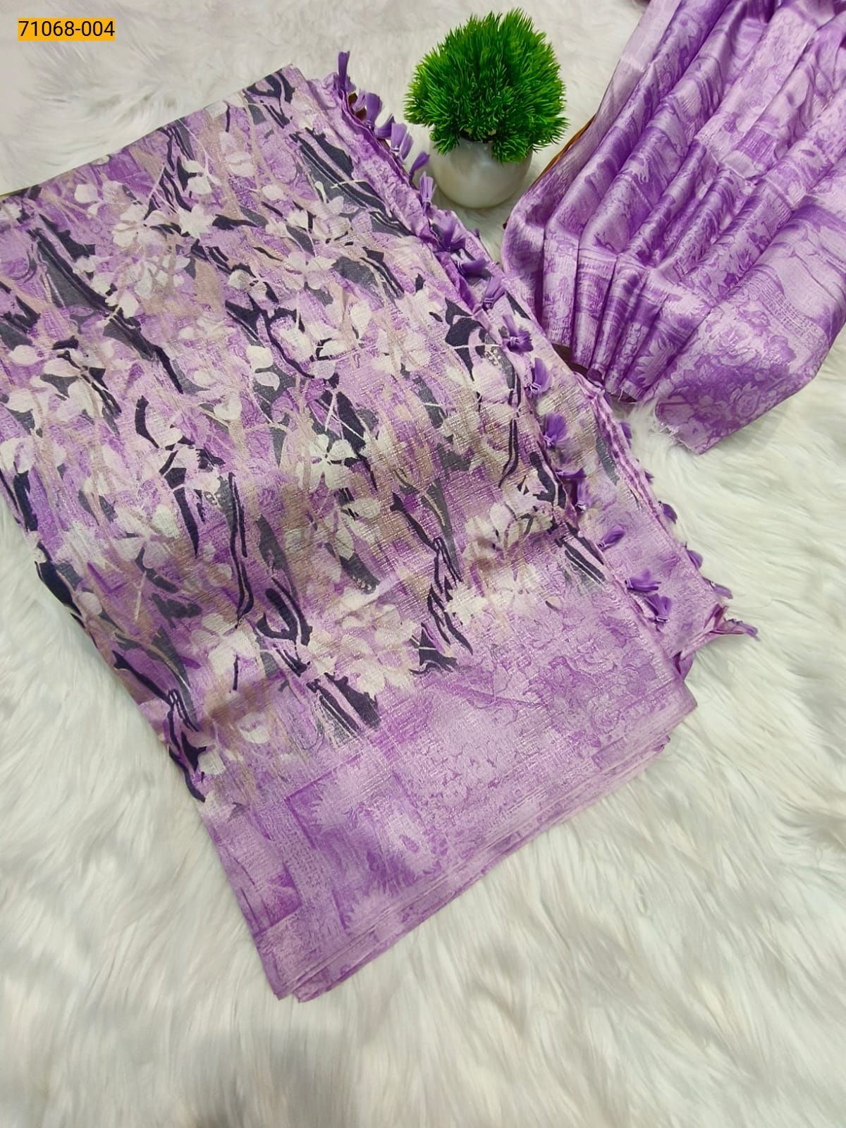 Purple Fancy bhagalpur silk printed sarees