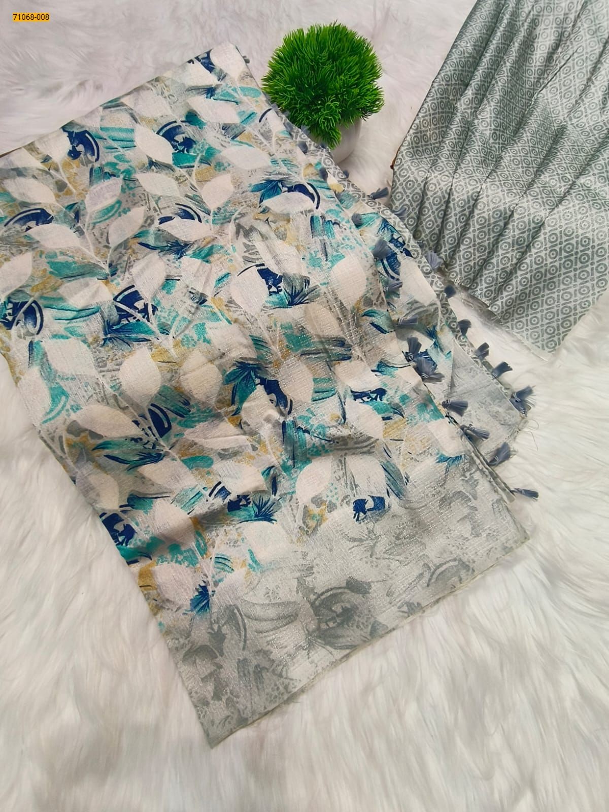 Gray Fancy bhagalpur silk printed sarees