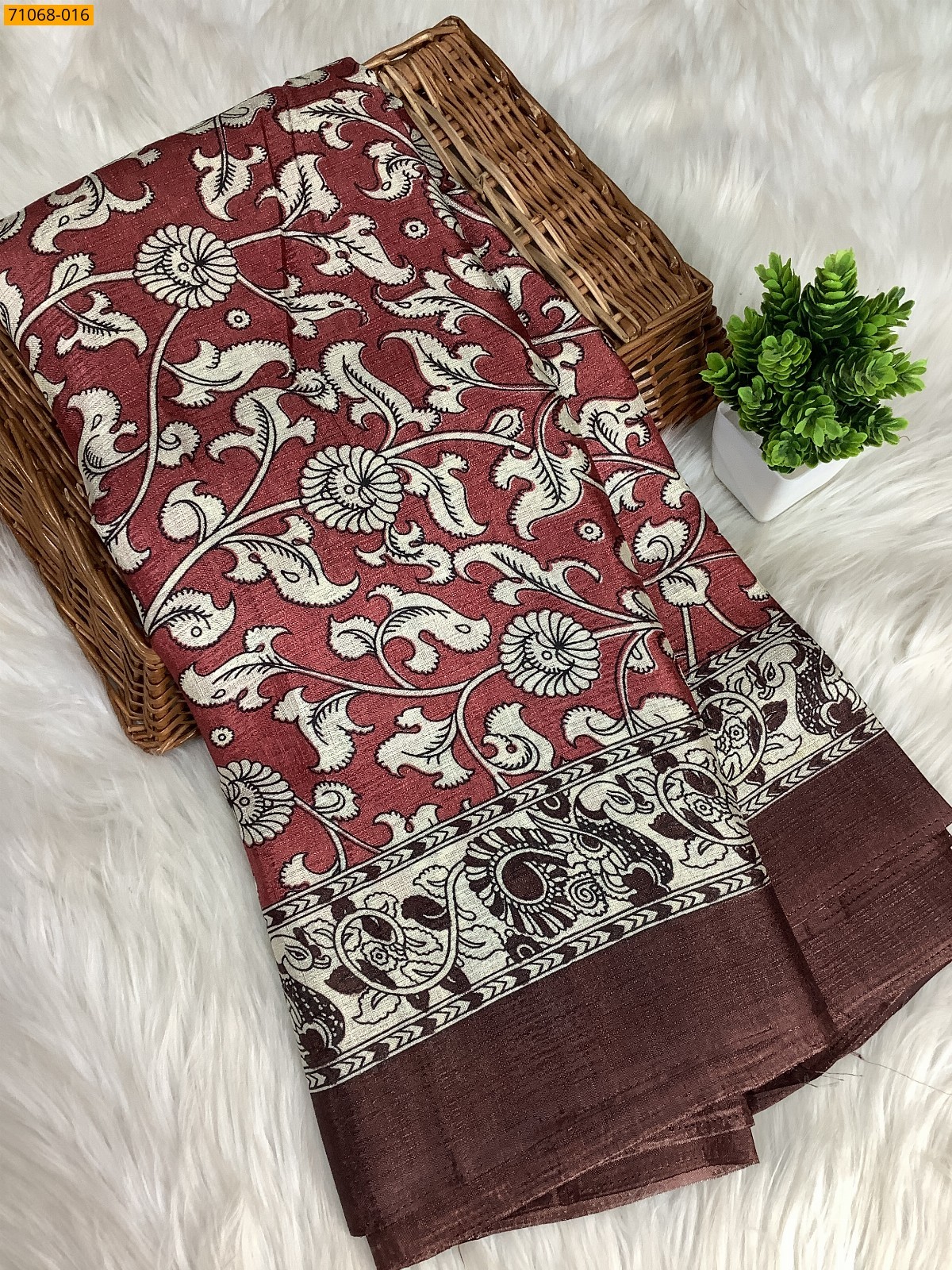 Maroon Fancy bhagalpur silk printed sarees