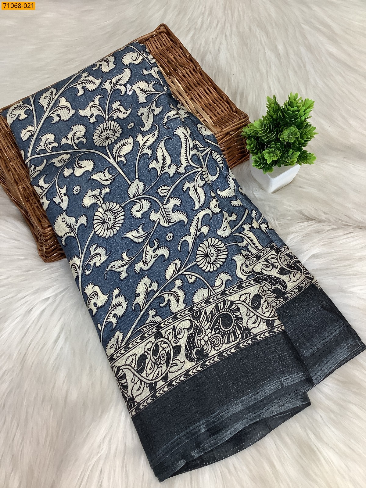Blue Fancy bhagalpur silk printed sarees