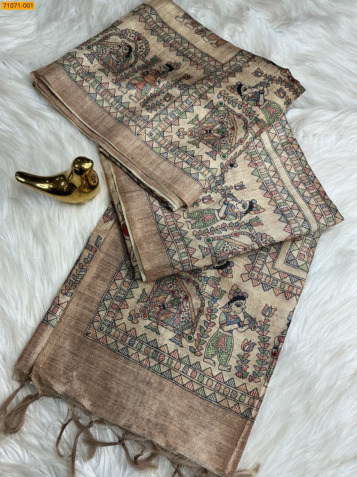 Sandal Fancy Chanderi Silk Saree