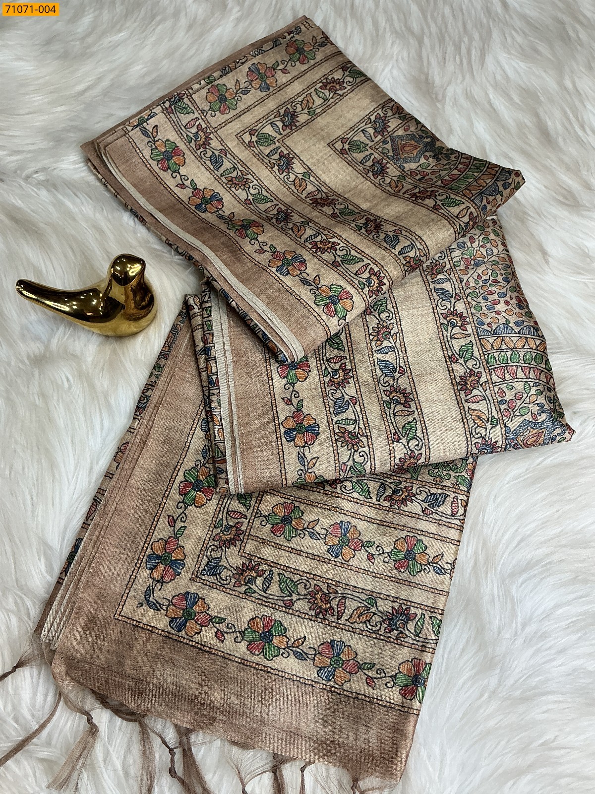 Sandal Fancy Chanderi Silk Saree