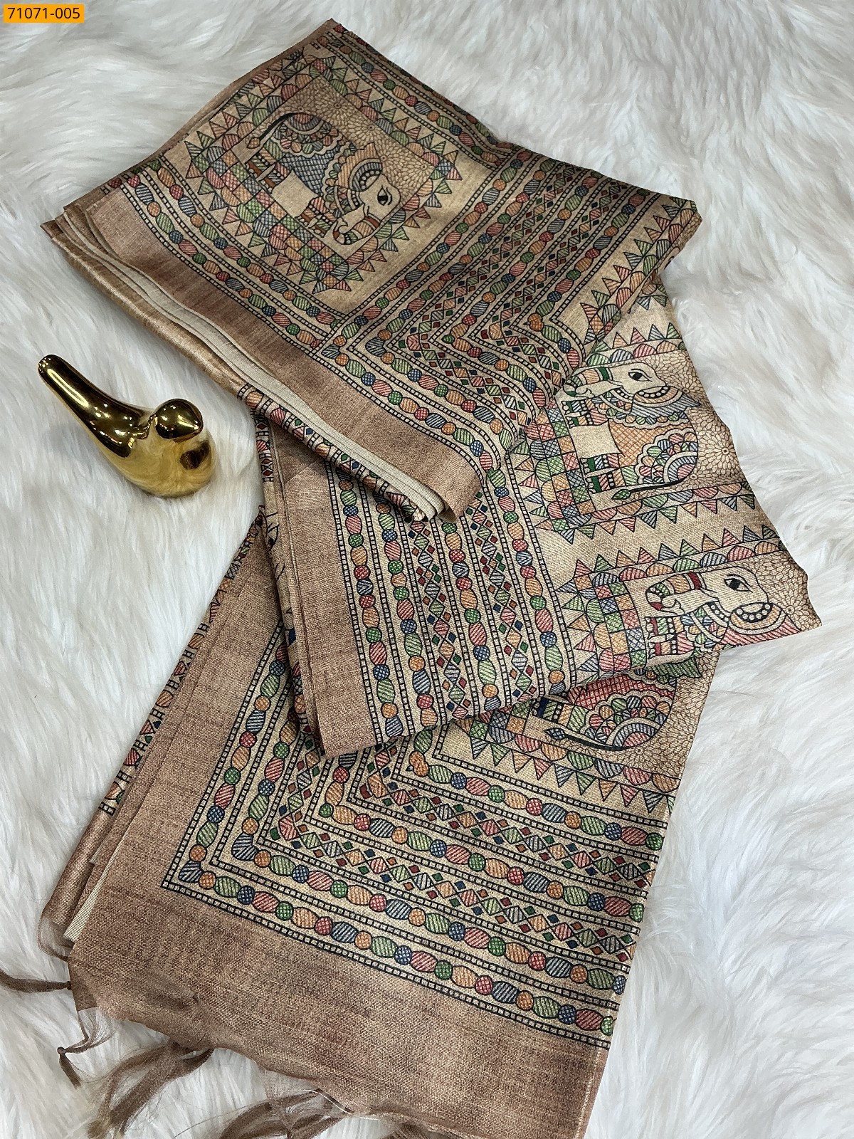 Sandal Fancy Chanderi Silk Saree