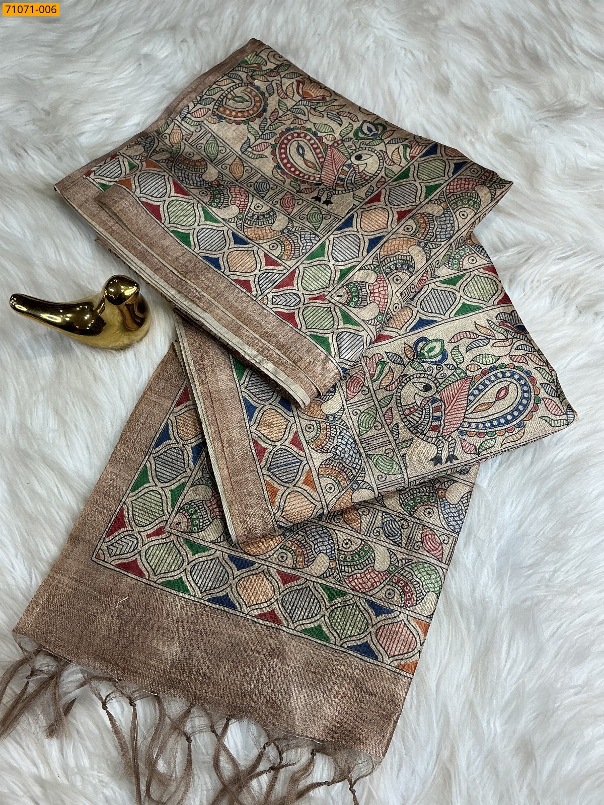 Sandal Fancy Chanderi Silk Saree