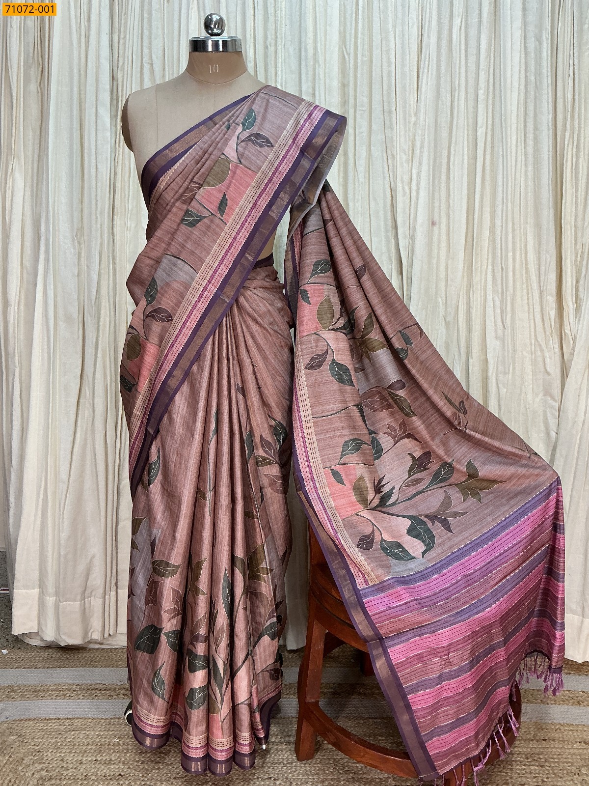Brown Fancy soft mulmul silk sarees