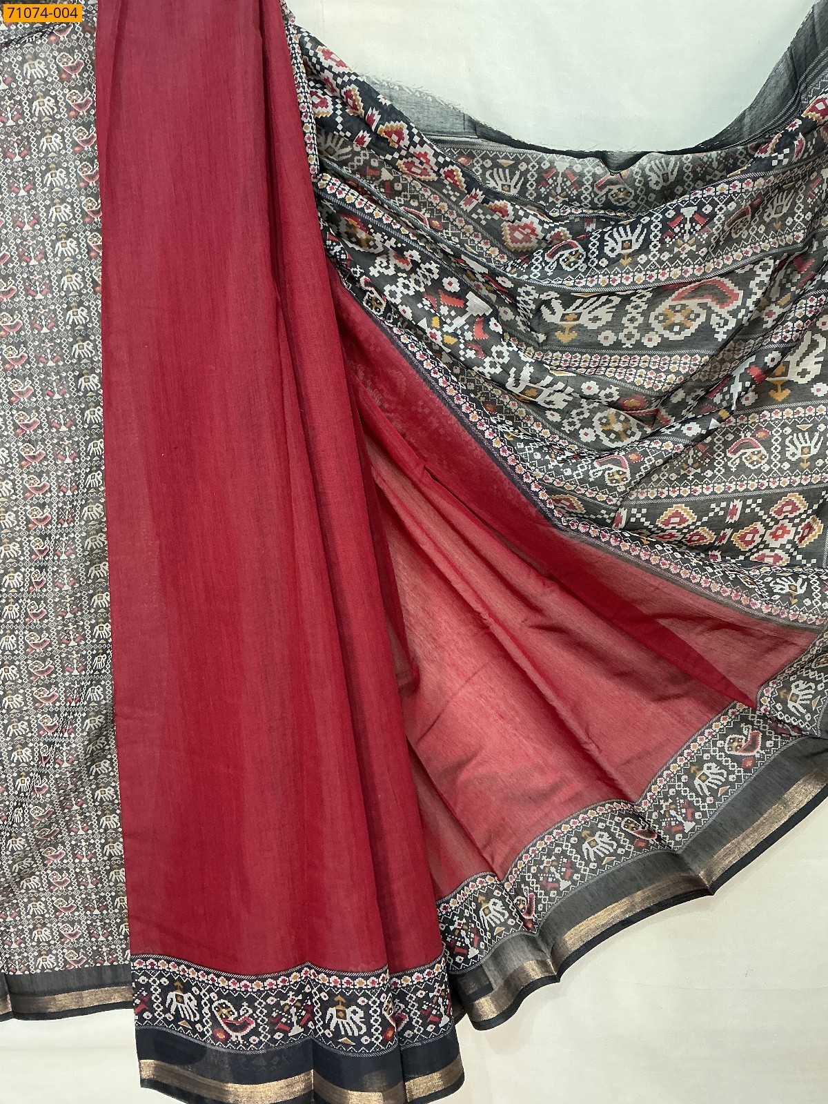 fancy chanderi silk saree - Red