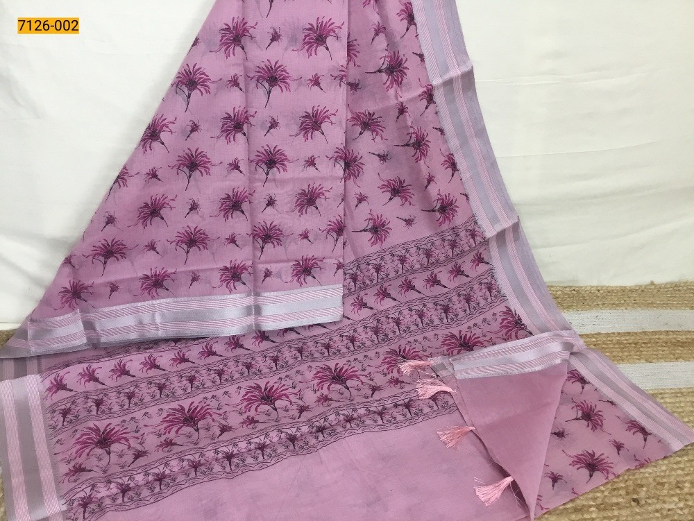 Pink Mercerised Silk Cotton Saree