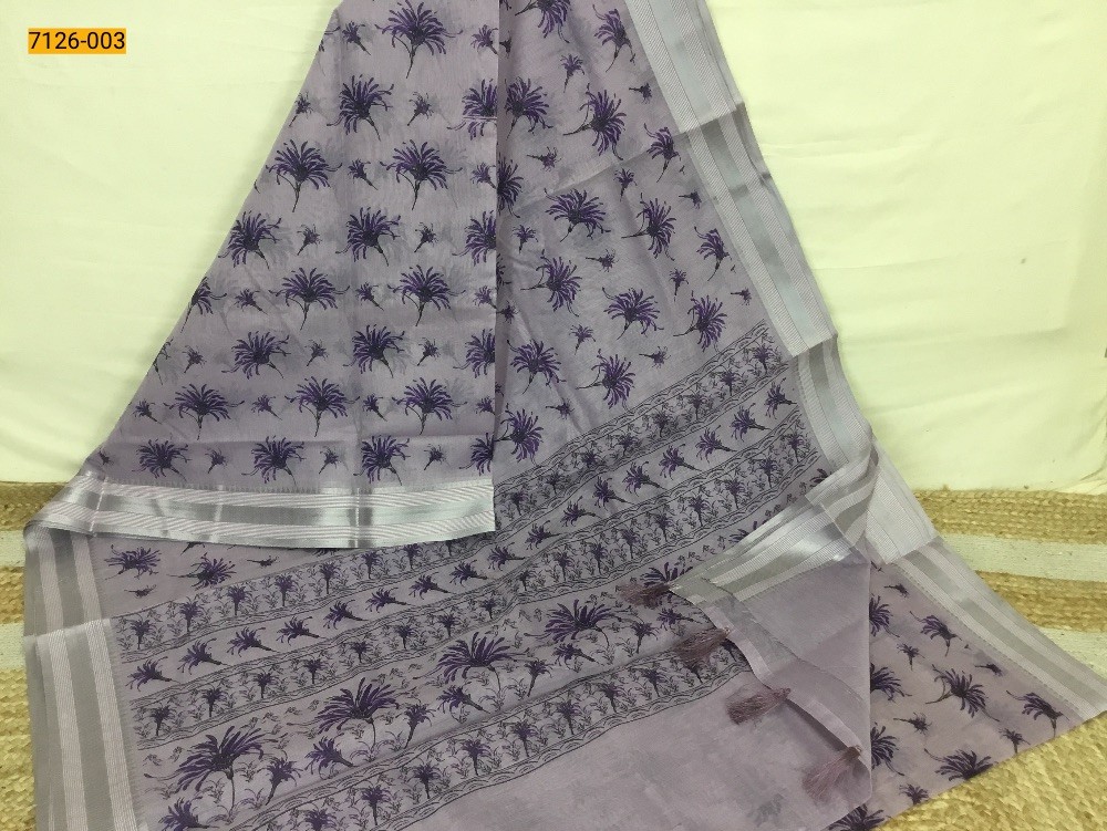 Lavender Mercerised Silk Cotton Saree