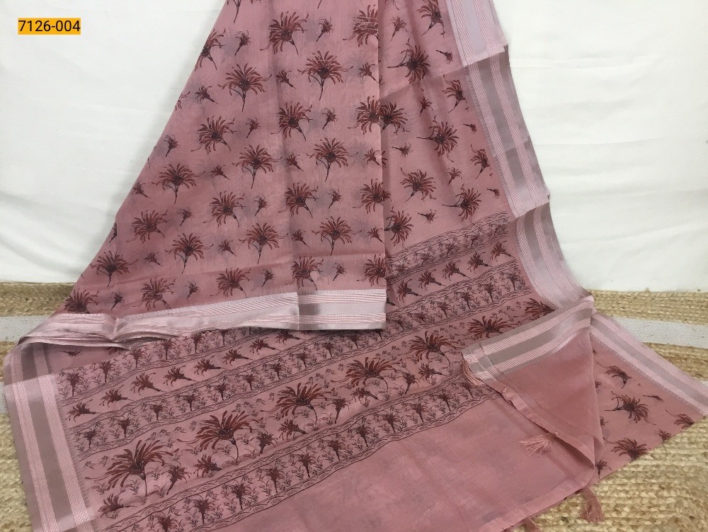 Onion Pink Mercerised Silk Cotton Saree