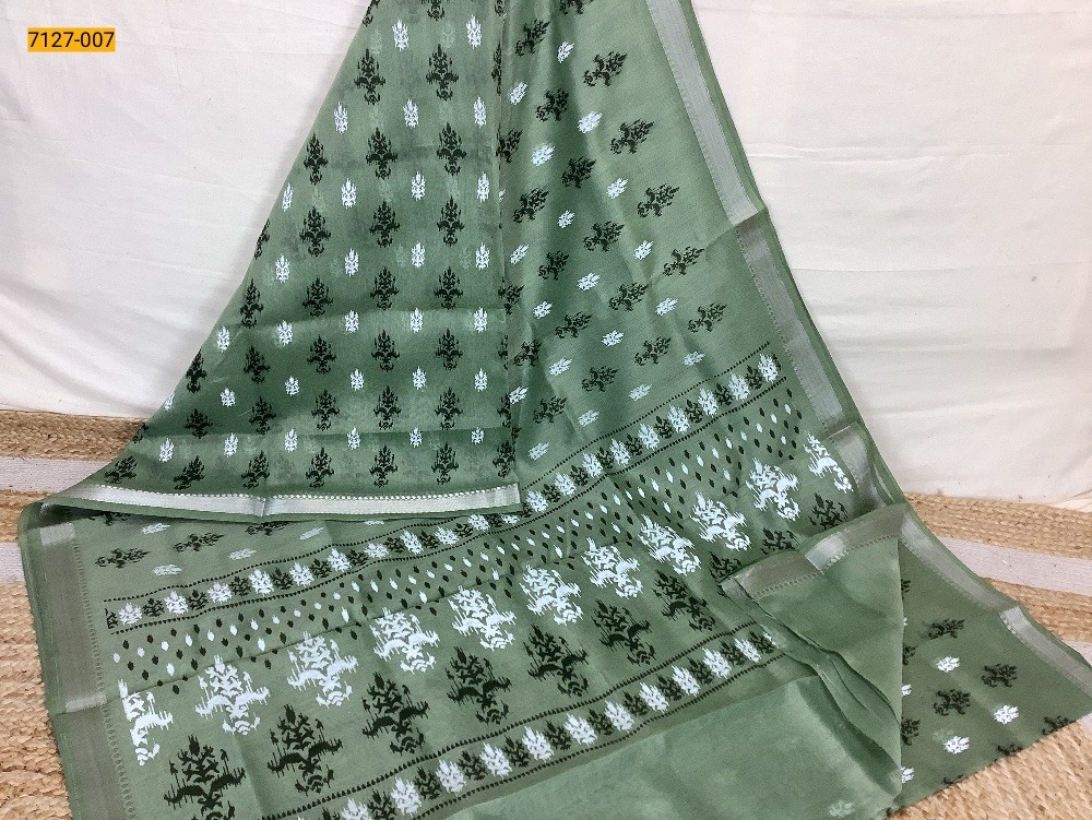 Green Mercerised Silk Cotton Saree