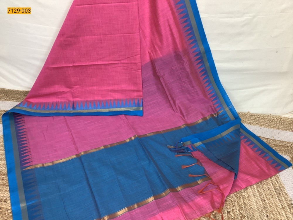 Baby Pink Linen Cotton Saree