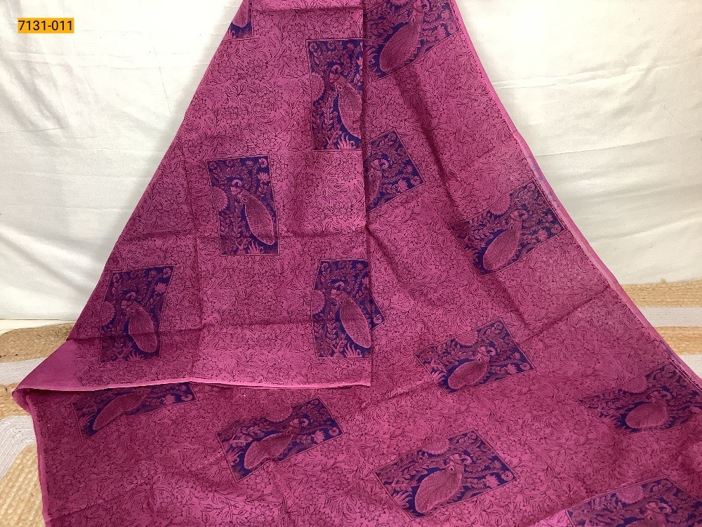 Pink Printed Cotton Saree