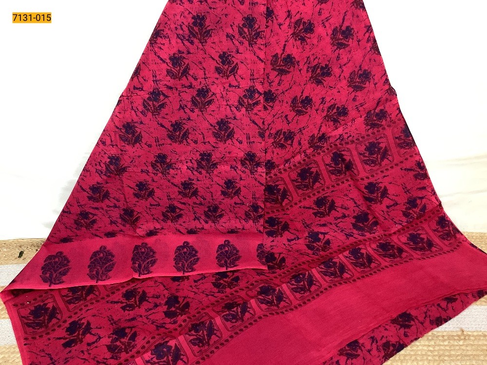 Dark Rose Printed Cotton Saree