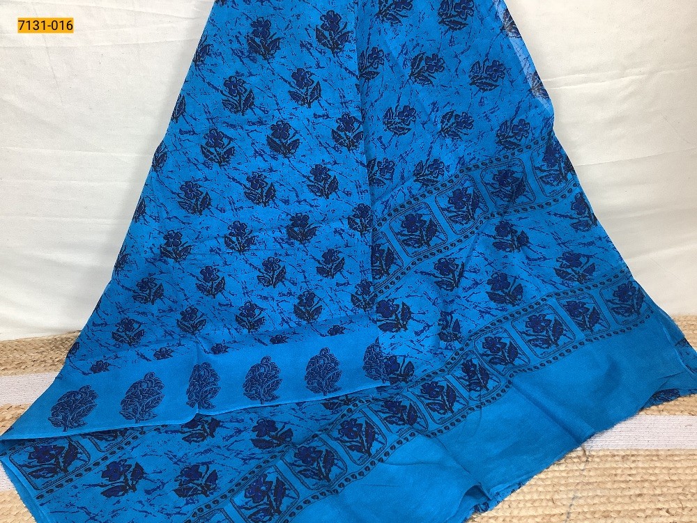 Blue Printed Cotton Saree