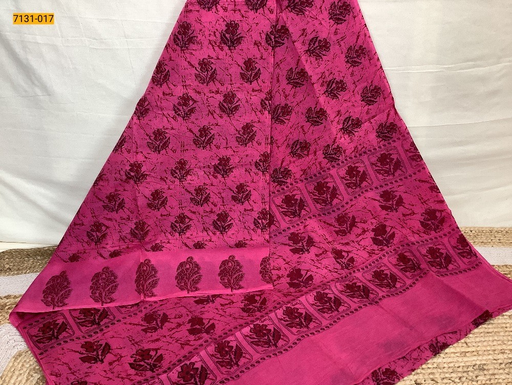 Pink Printed Cotton Saree